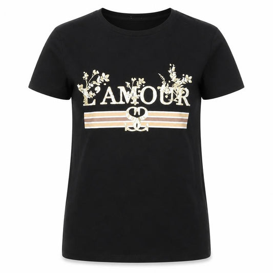 River Island Women's Black T-Shirt Size 8 Casual L'AMOUR