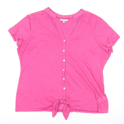 Marks and Spencer Women's Pink Button-Up Shirt Size 16