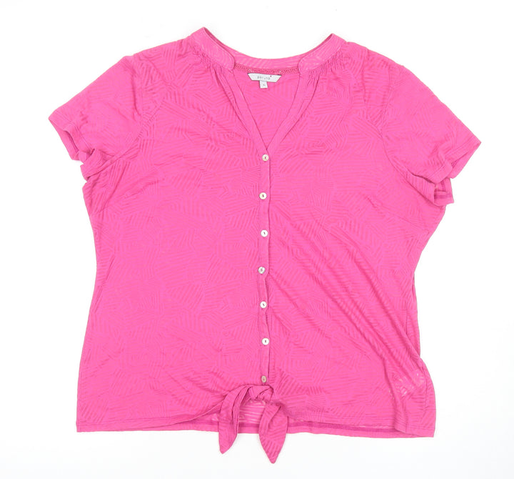 Marks and Spencer Women's Pink Button-Up Shirt Size 16