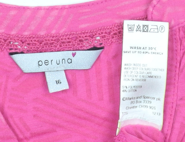 Marks and Spencer Women's Pink Button-Up Shirt Size 16