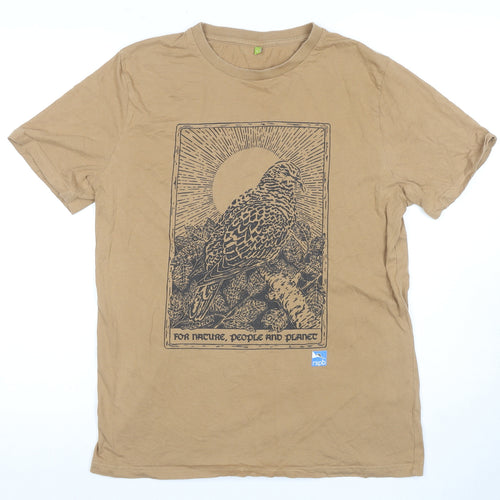 Beige Nature Graphic Men's L T-Shirt