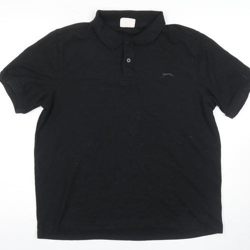 Slazenger Men's Black XL Short Sleeve Cotton Polo