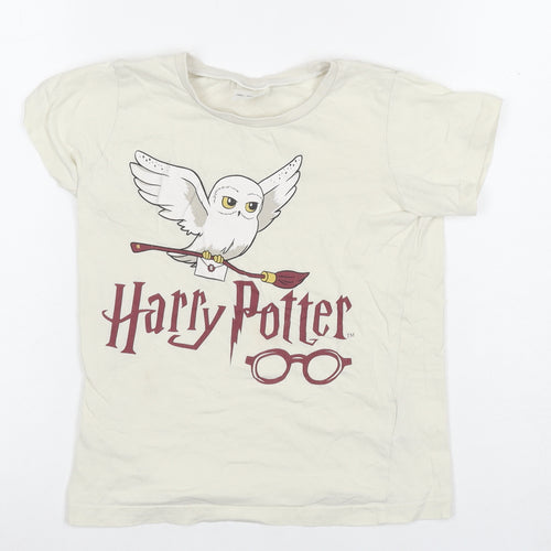 Harry Potter Girls Ivory T-Shirt 6-7 Years Graphic Print
