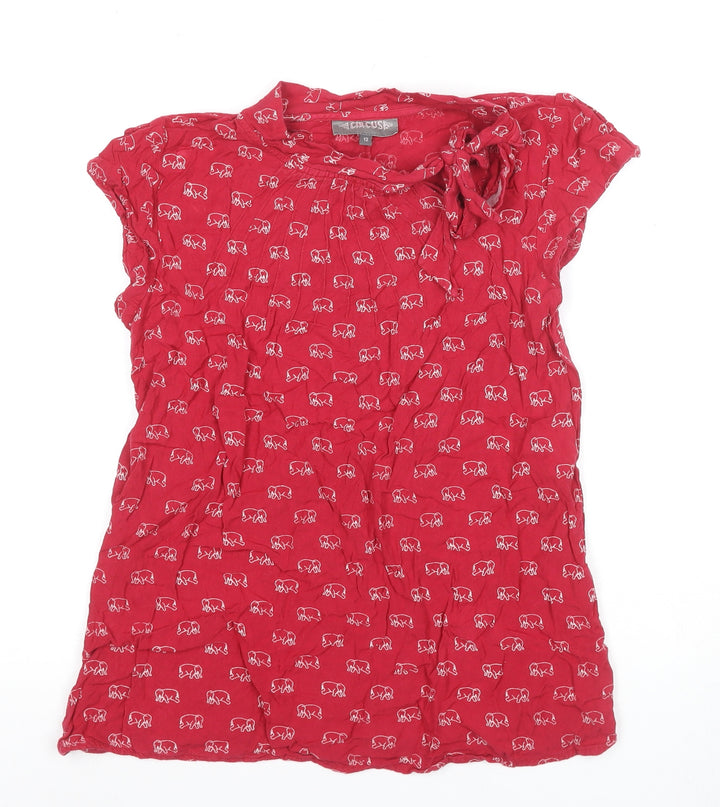 Circus Women's Red Animal Print Bow Top Size 12
