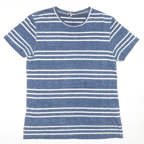 Soulcal & Co Men's Blue Striped T-Shirt Medium