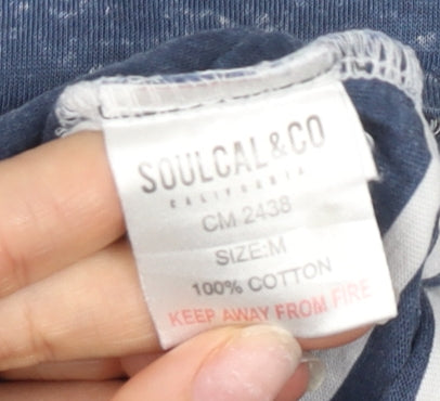 Soulcal & Co Men's Blue Striped T-Shirt Medium
