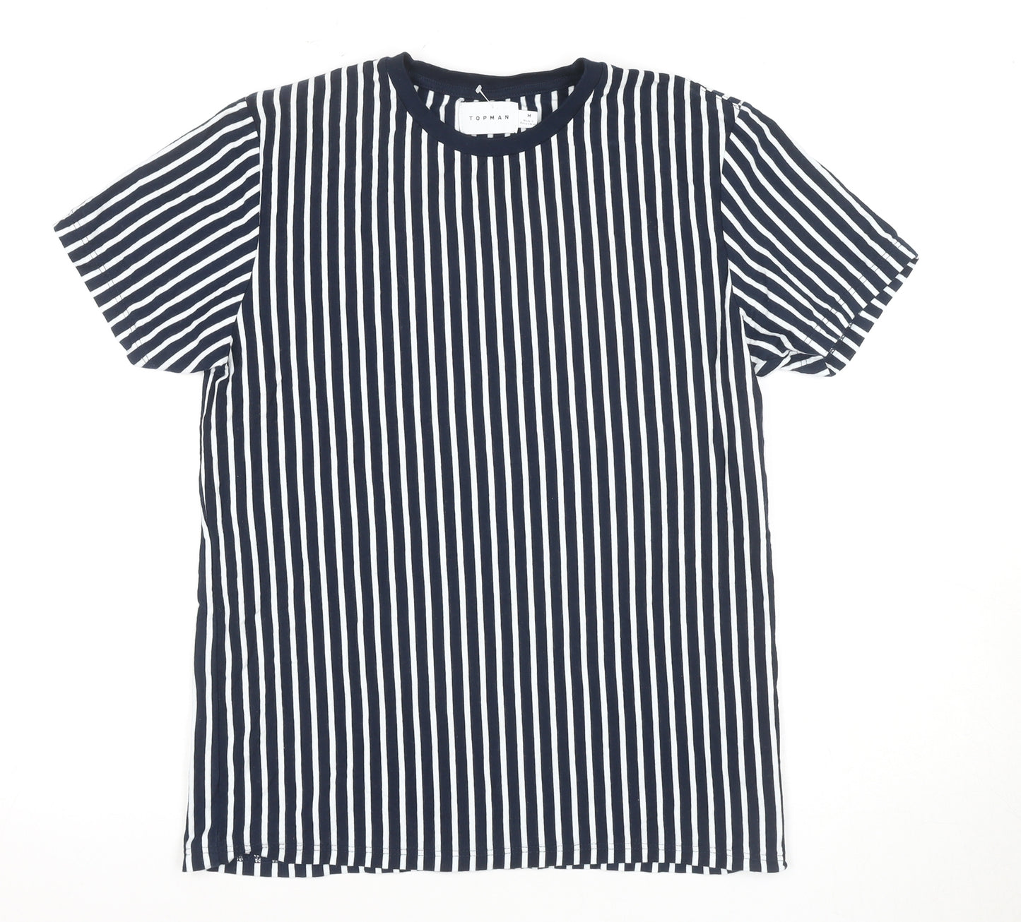Topman Men's Blue Striped Crew Neck T-Shirt M