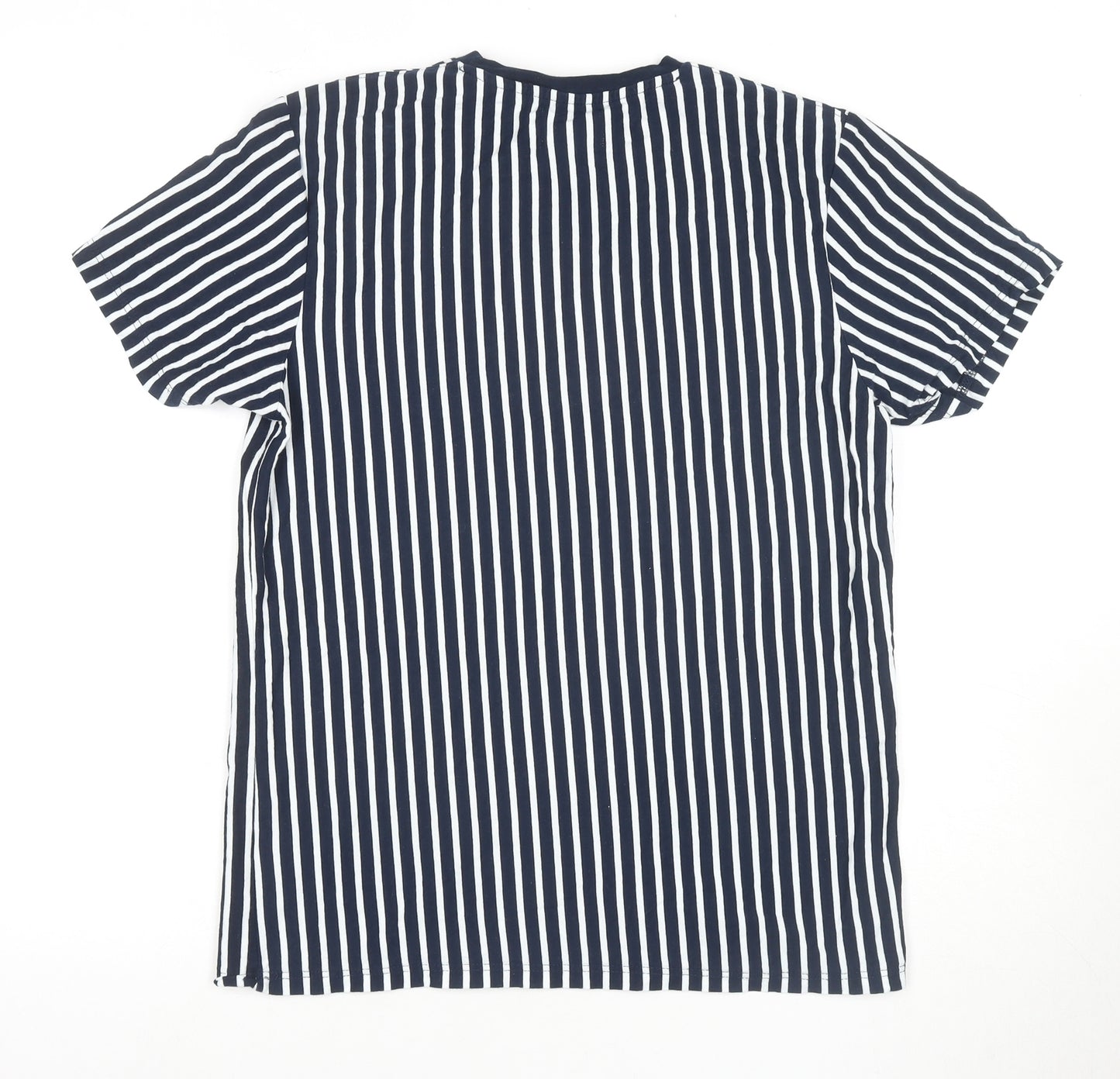 Topman Men's Blue Striped Crew Neck T-Shirt M