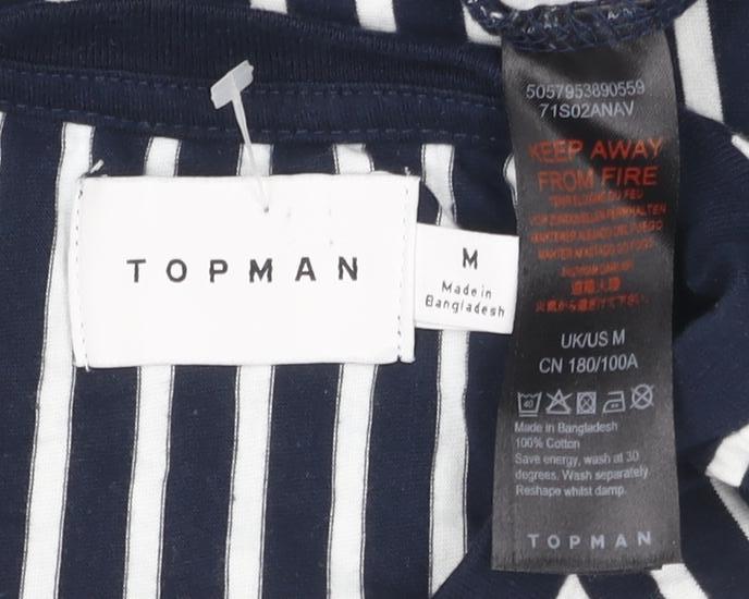 Topman Men's Blue Striped Crew Neck T-Shirt M