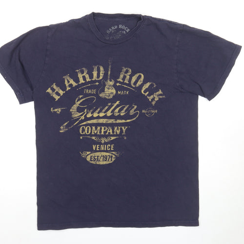 Hard Rock Blue Men's T-Shirt M Music Graphic Logo Print