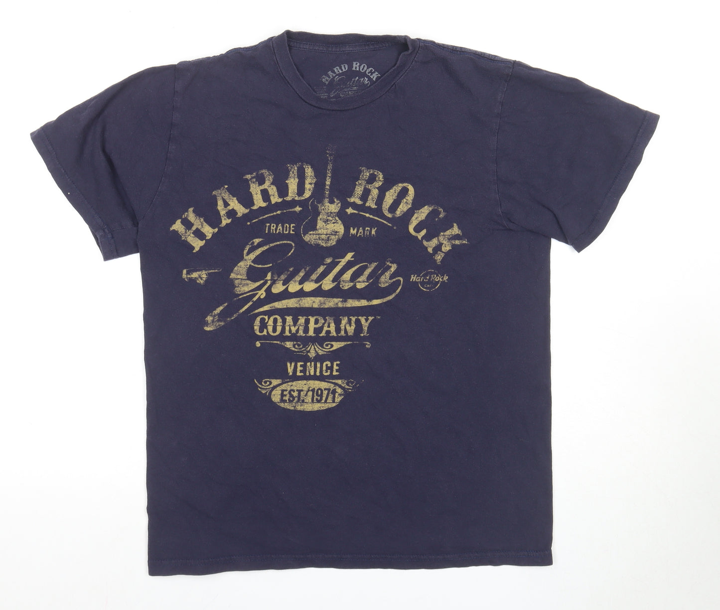 Hard Rock Blue Men's T-Shirt M Music Graphic Logo Print