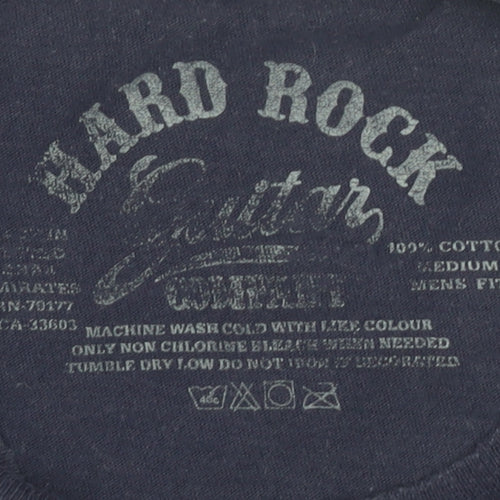 Hard Rock Blue Men's T-Shirt M Music Graphic Logo Print
