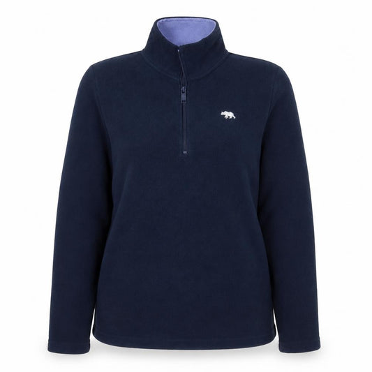 Front view of Ridge & Co. unisex blue fleece pullover sweatshirt 14