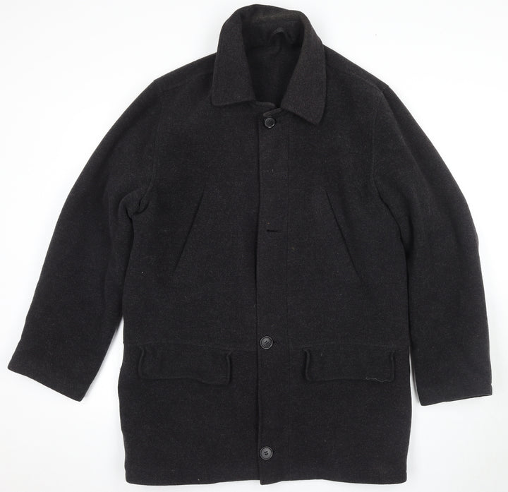 Carabou Men's Black Wool Overcoat S - Classic Style
