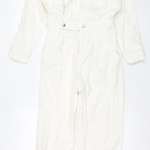 New Look Women's White Denim Jumpsuit, Size 12