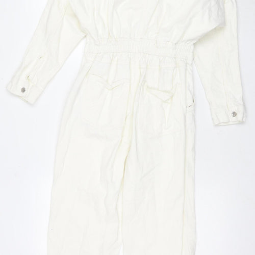 New Look Women's White Denim Jumpsuit, Size 12