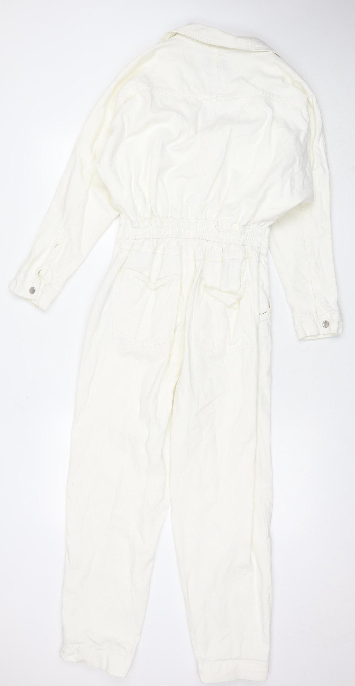 New Look Women's White Denim Jumpsuit, Size 12