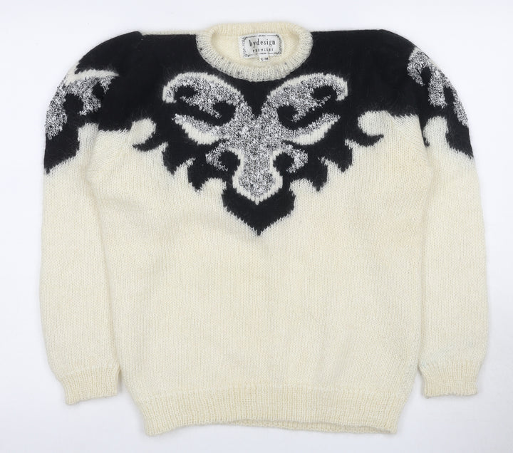 bydesign Women’s Ivory Geometric Knit Pullover S