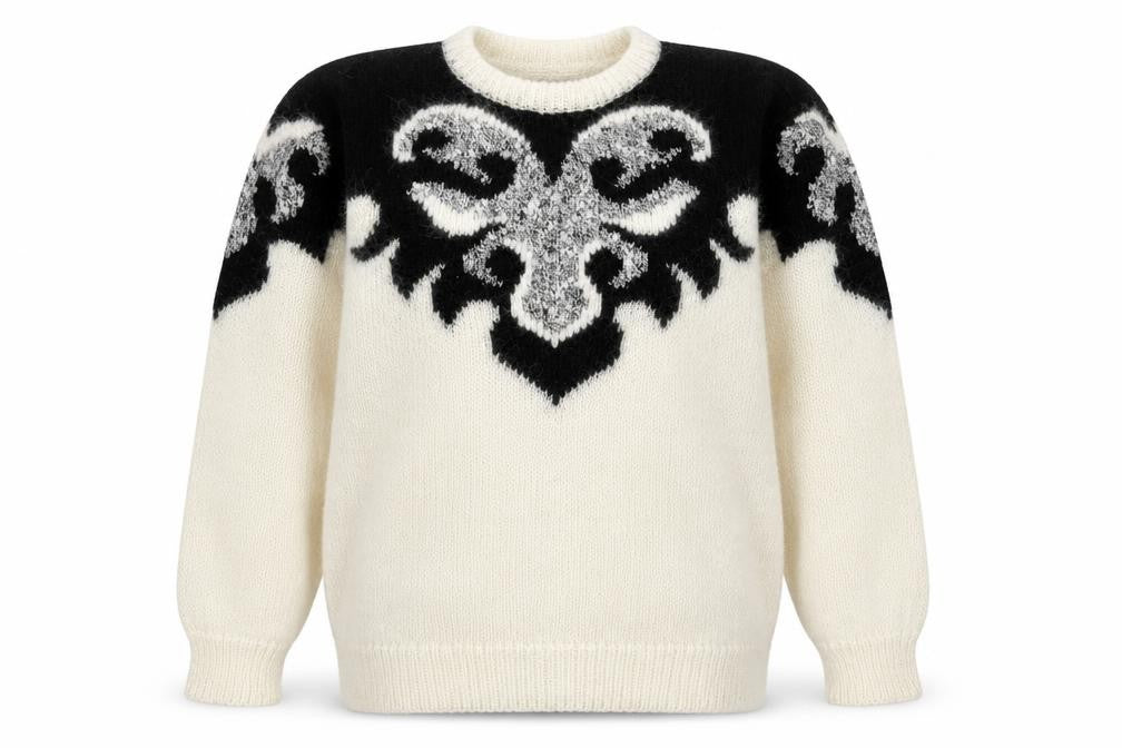 Front view of Bydesign Women’s Ivory Geometric Knit Pullover S