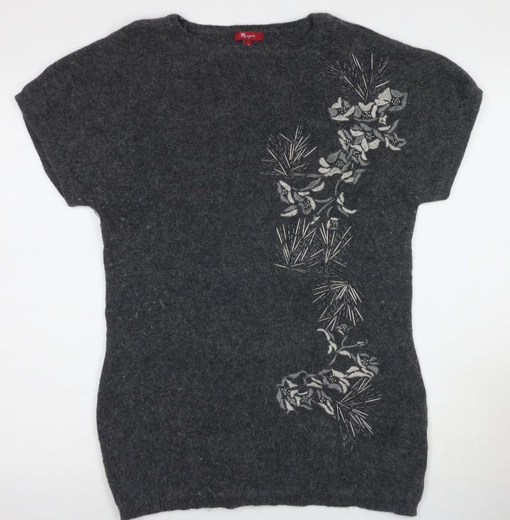 Morgan Womens Grey Lambswool Angora Pullover M