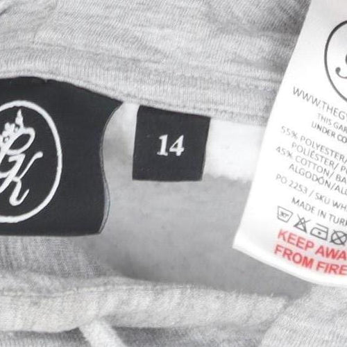 Women's Grey Pullover Hoodie, Regular Fit, Size 14