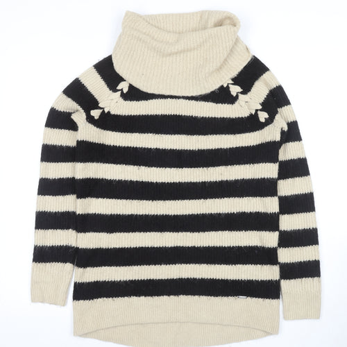 Hollister Women's Black Striped Pullover Jumper M
