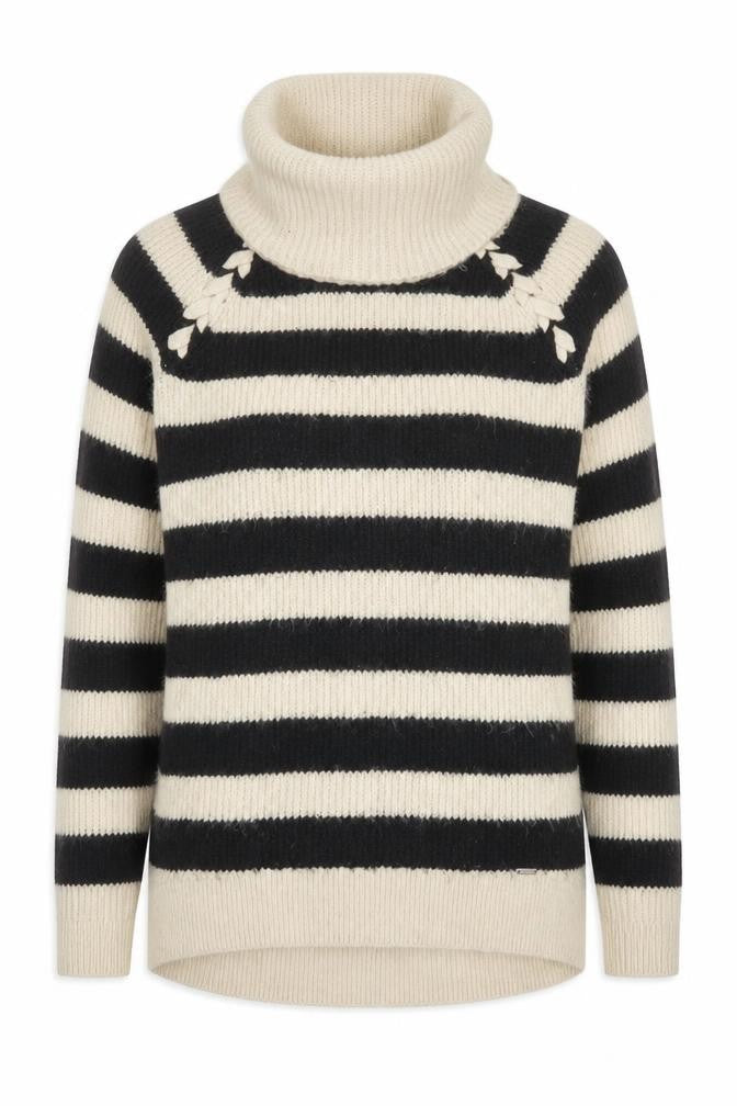 Front view of Hollister Women's Black Striped jumper M