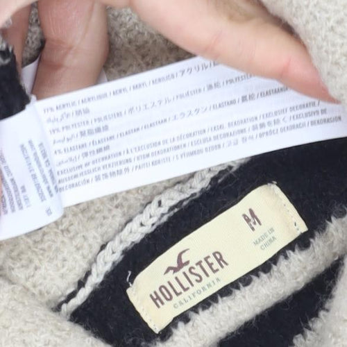 Hollister Women's Black Striped Pullover Jumper M