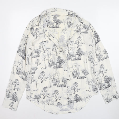 H&M Women's White Button-Up Shirt Size 8