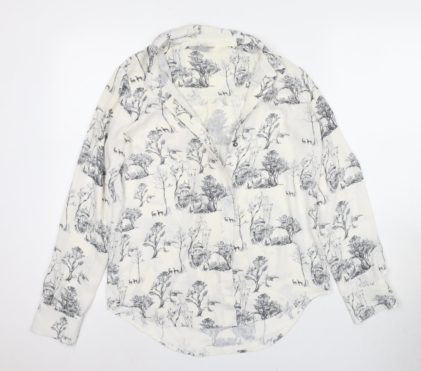 H&M Women's White Button-Up Shirt Size 8