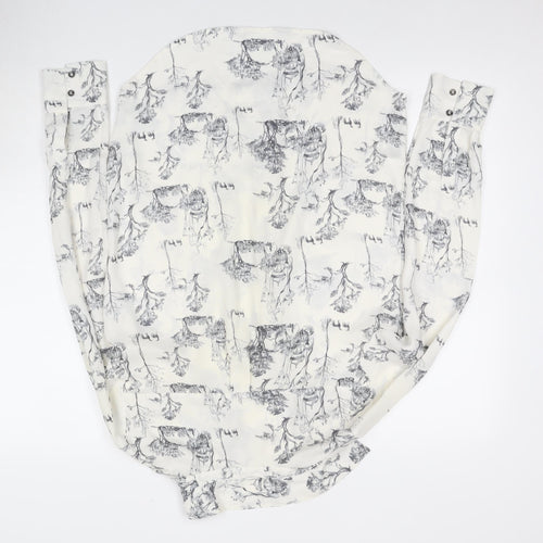 H&M Women's White Button-Up Shirt Size 8