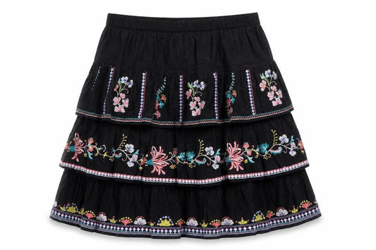 Front view of ASOS Women's Black Peasant Skirt, size 10, Spring/Summer