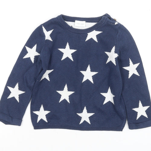 Next Unisex Baby Blue Star Pullover, 12-18 Months, Cotton