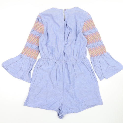 ASOS Women’s Blue Playsuit in Size 6 with Flared Sleeves