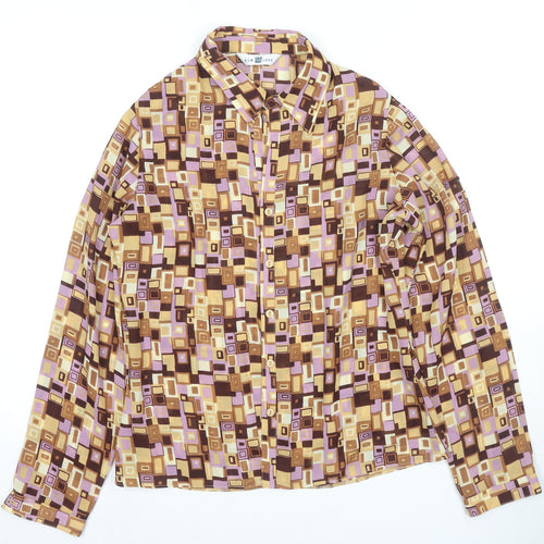 New Look Women’s Geometric Button-Up Shirt, Size 12, Multicoloured