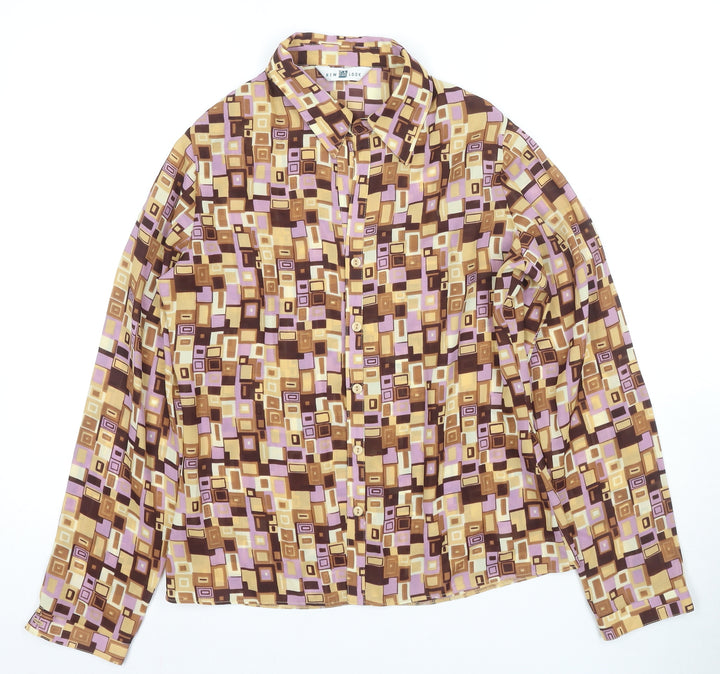 New Look Women’s Geometric Button-Up Shirt, Size 12, Multicoloured