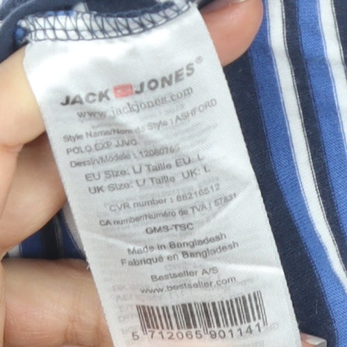 Jack & Jones Men's Blue Striped Polo L