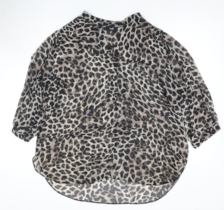 Wallis Women’s Black Animal Print Blouse XL Tunic