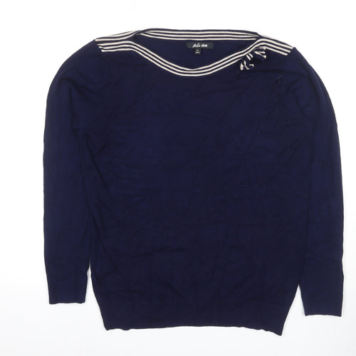 Bella Vera Women's Blue Boat Neck Pullover Jumper XL