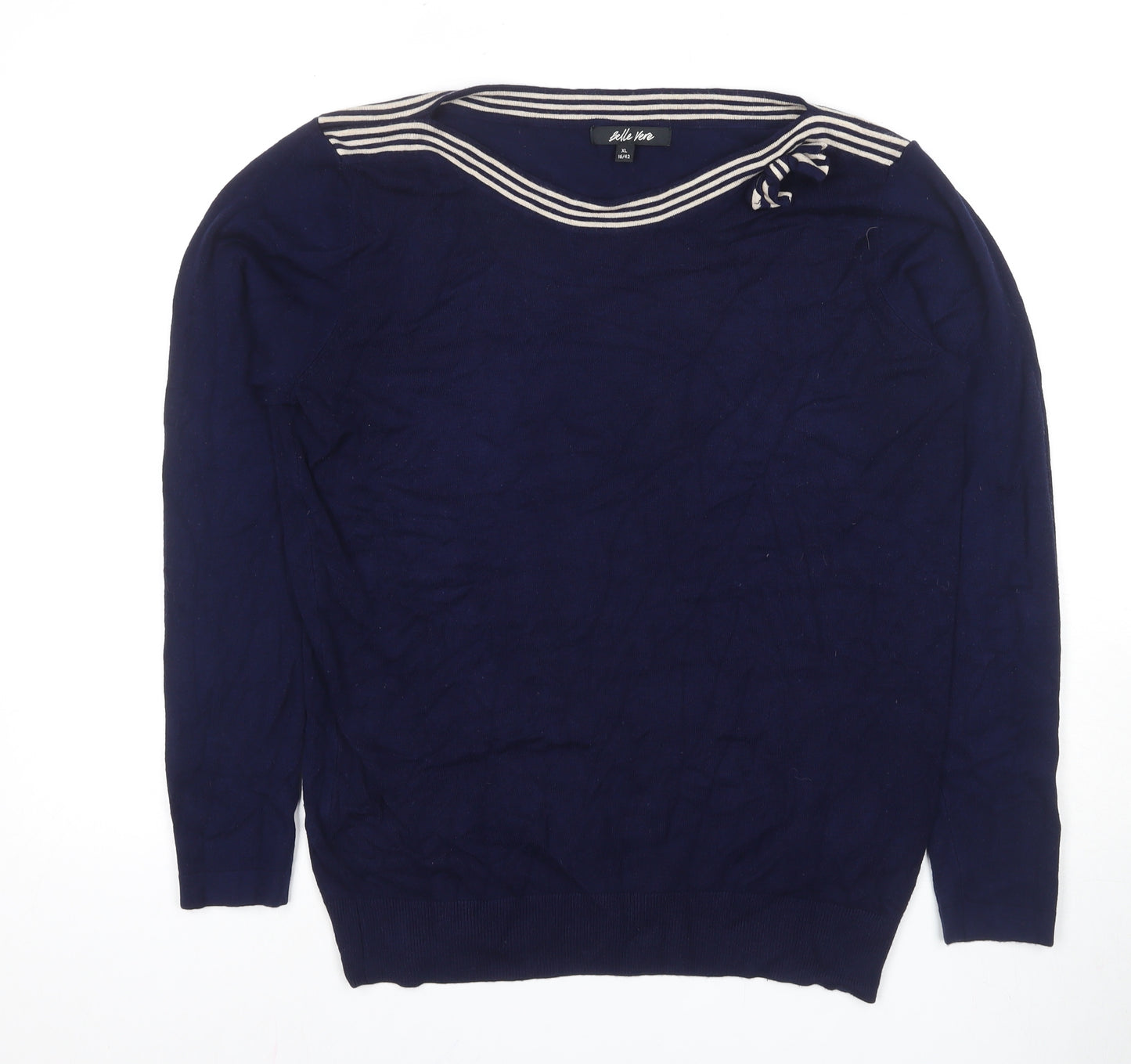 Bella Vera Women's Blue Boat Neck Pullover Jumper XL