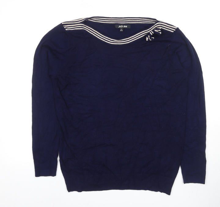 Bella Vera Women's Blue Boat Neck Pullover Jumper XL