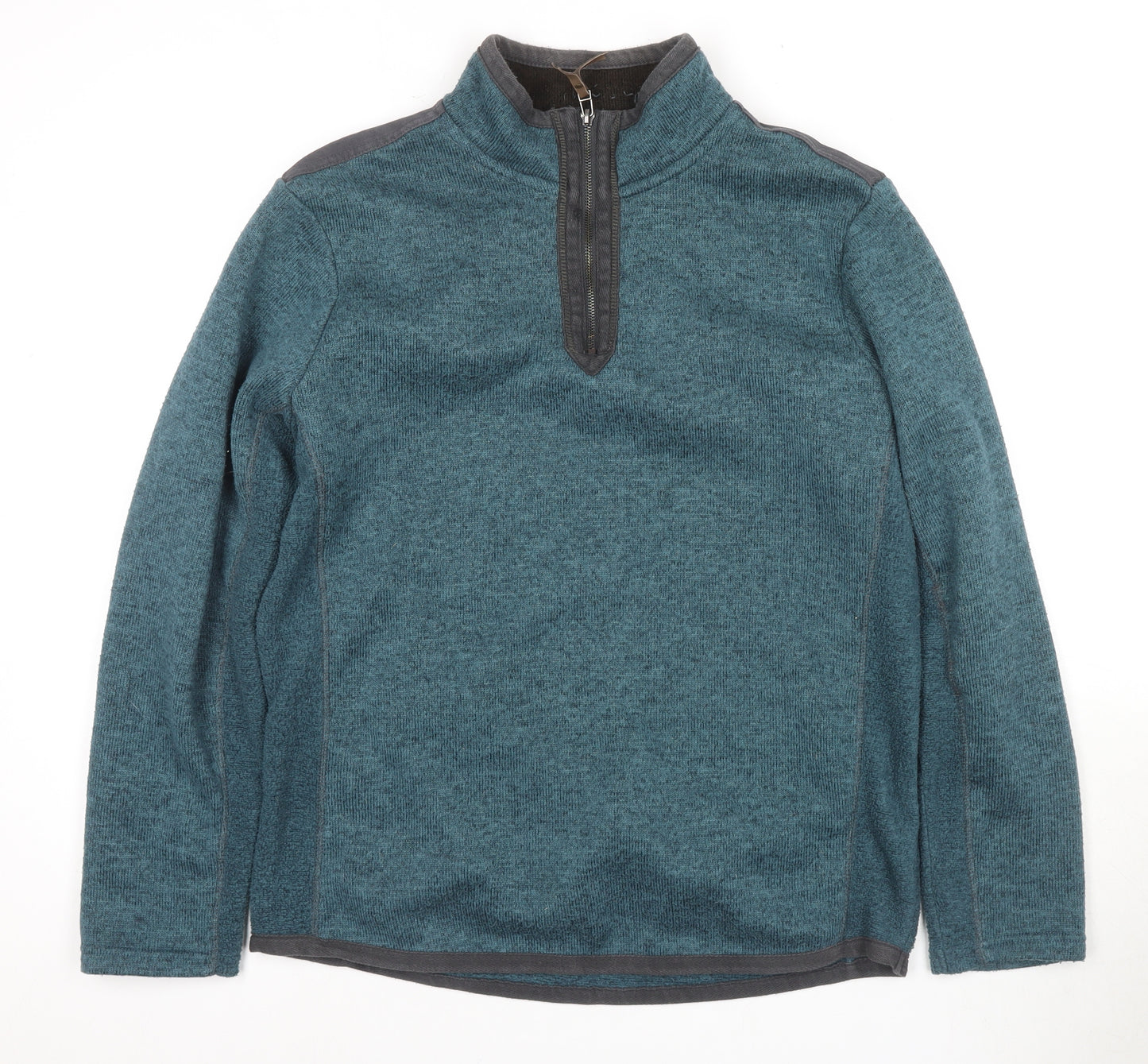 Custom Made Mantaray Men's Blue Knit 1/4 Zip Sweatshirt L