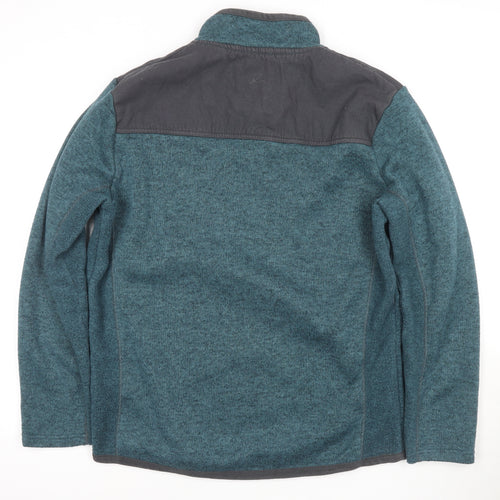Custom Made Mantaray Men's Blue Knit 1/4 Zip Sweatshirt L