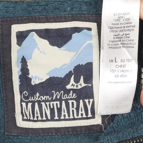 Custom Made Mantaray Men's Blue Knit 1/4 Zip Sweatshirt L