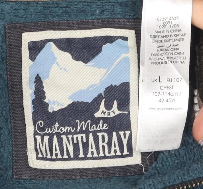 Custom Made Mantaray Men's Blue Knit 1/4 Zip Sweatshirt L