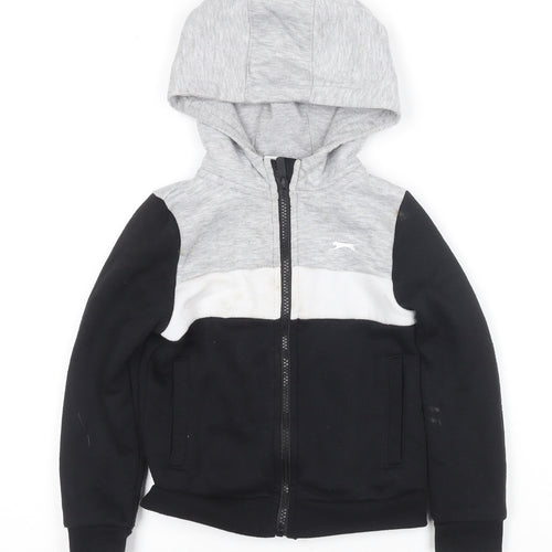 Slazenger Boys Grey & Black Full Zip Hoodie, 4-5 Years