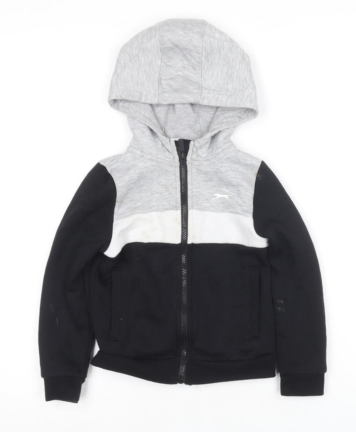 Slazenger Boys Grey & Black Full Zip Hoodie, 4-5 Years