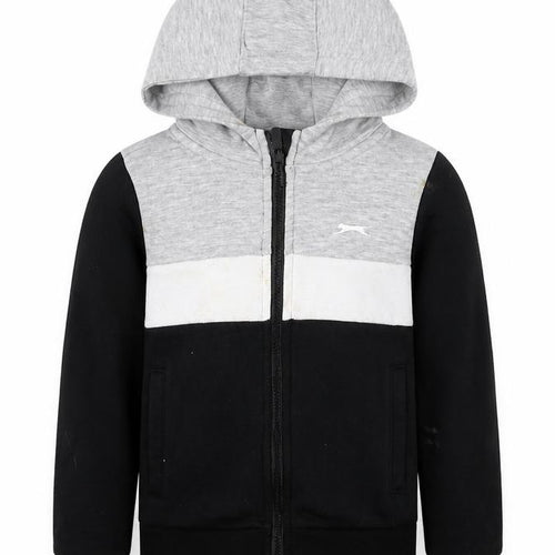 Slazenger Boys Grey & Black Full Zip Hoodie, 4-5 Years