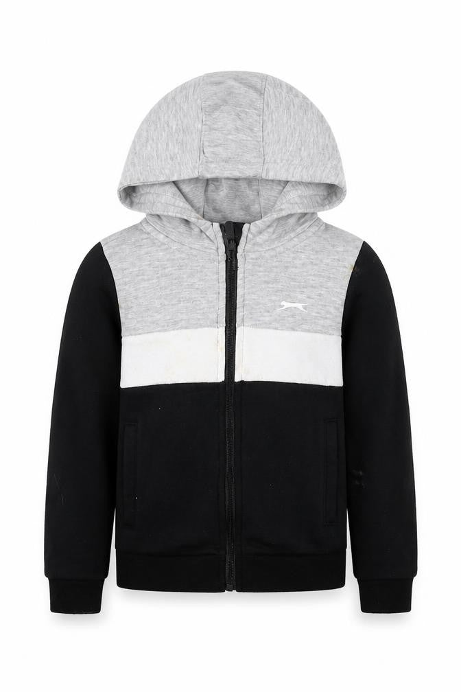 Slazenger Boys Grey & Black Full Zip Hoodie, 4-5 Years