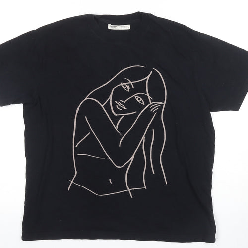 Pull&Bear Black T-Shirt, Size S, Unisex